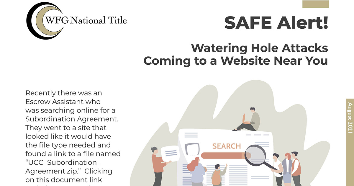 SAFE Alert! Watering Hole Attacks Coming to a Website Near You
