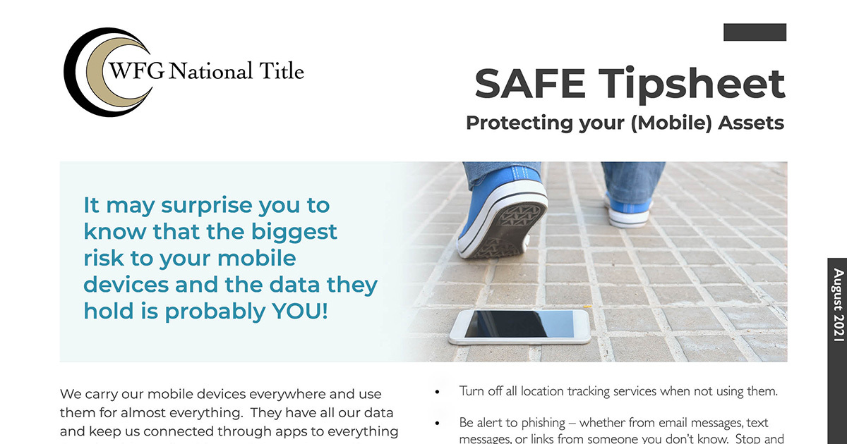 SAFE Tipsheet - Protecting your (Mobile) Assets