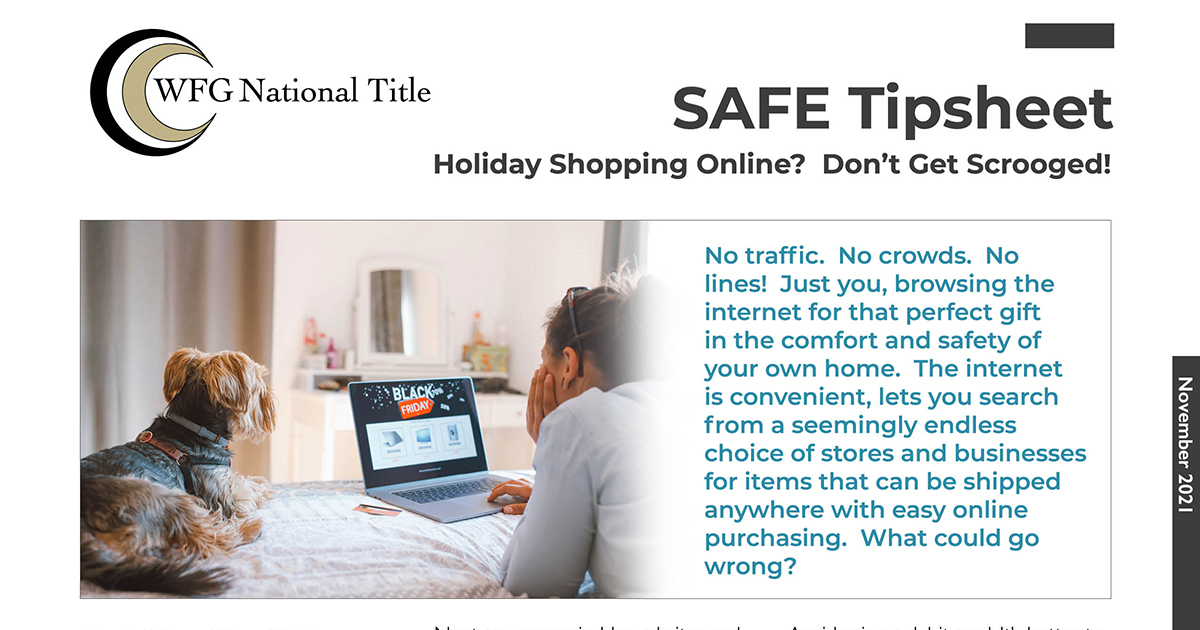 SAFE Tipsheet - Holiday Shopping Online? Don't Get Scrooged!