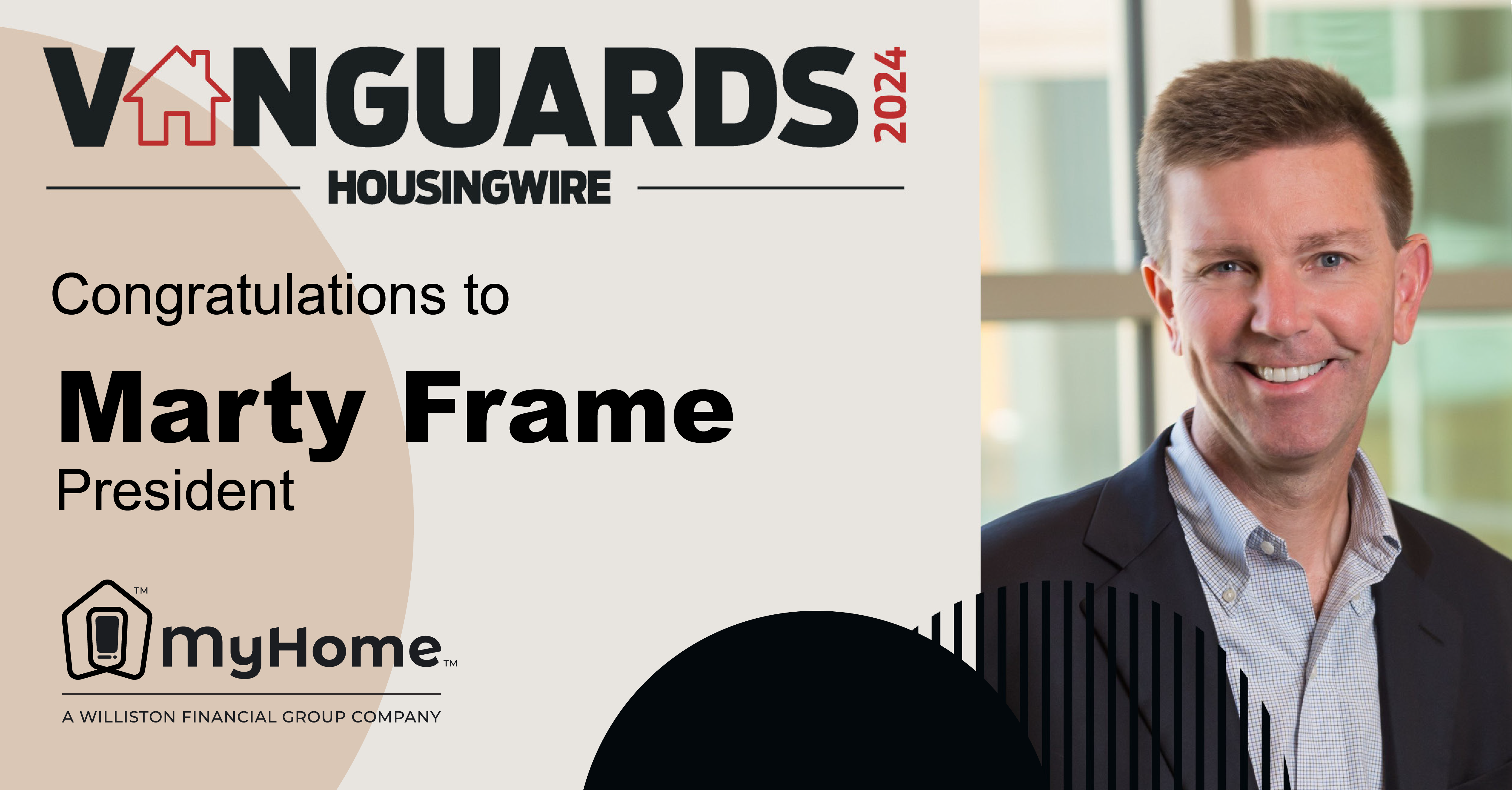 featured article MyHome President Marty Frame Receives HousingWire’s 2024 Vanguard Award